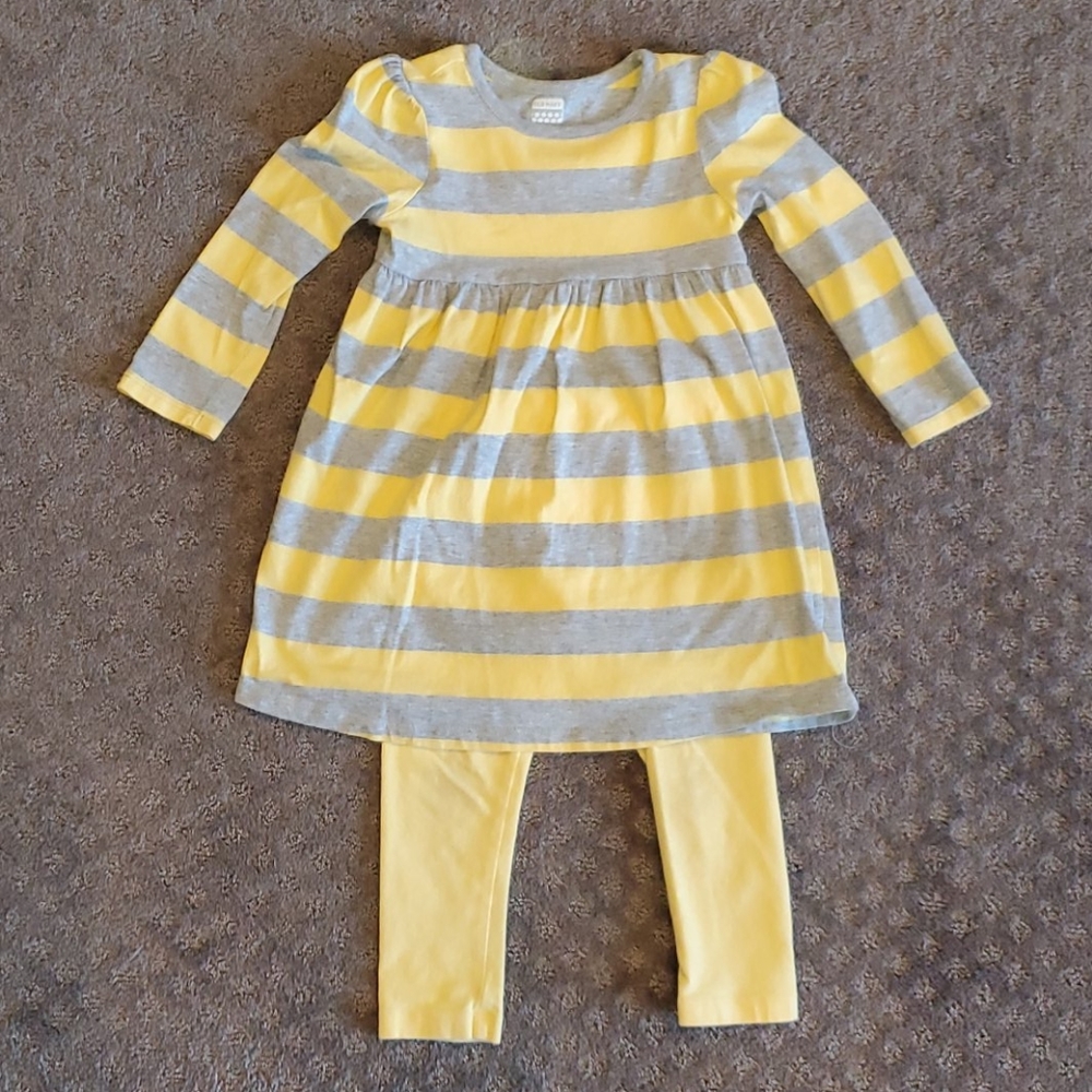 Old Navy 2T Yellow and Grey top and legging outfit